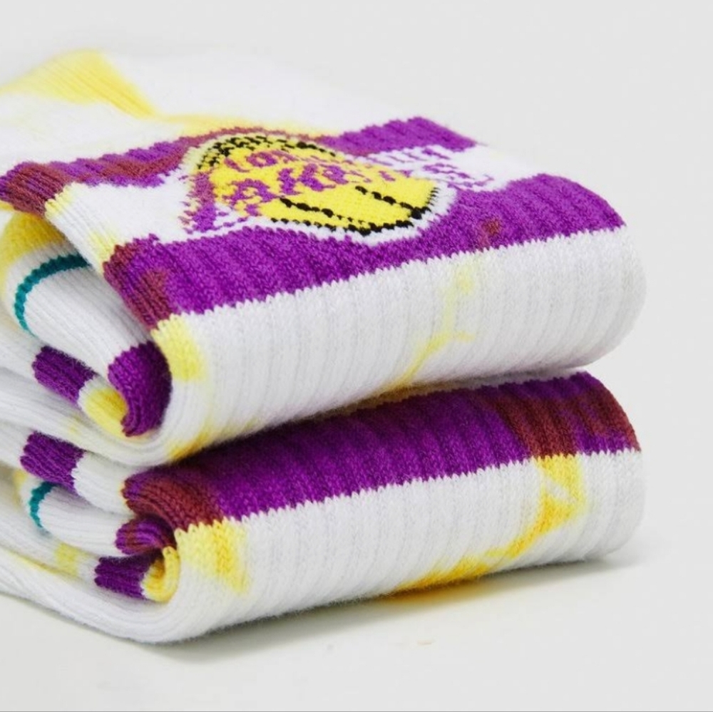 NWT Men's Los Angeles Lakers Tie Dye Stance Crew Socks - Picture 4 of 15